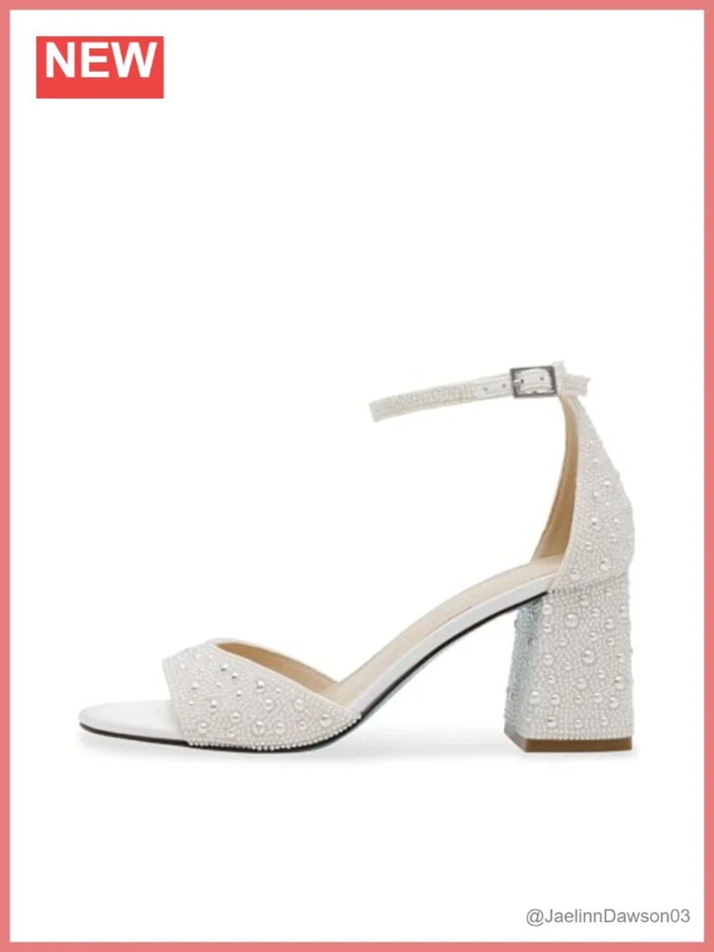Betsey Johnson Kami Heeled Sandals - Pearl Block Heel Ankle Strap Open Toe